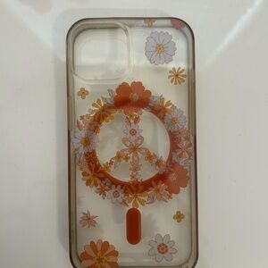 Floral Peace Sign IPhone 14 Case - Orange